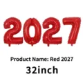 32 inch large red 2027 foil number balloons set for New Year Eve party decoration - 2027 Style / 32-inch / Red