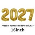 16 inch gold 2027 number foil balloons for New Year celebration party decoration - 16" / Slim Gold