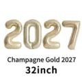 Set of 32-inch light gold 2027 number foil balloons for New Year and party decoration - 32-inch / Light gold