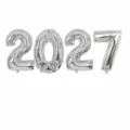 40-inch silver 2027 number foil balloons for New Year 2027 party decorations. - 40 Inch / Chubby Silver
