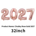 Large 32 inch rose gold 2027 number foil balloons set for New Year party decoration - Full Style (2027) / 32-inch / Rose Gold