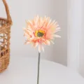 Single peach artificial Gerbera daisy stem minimalist silk flower for home decor - Champagne Pink