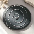 Élégant collier ras du cou en acier inoxydable argenté présenté en spirale soignée - Chaîne Fine Argent (XL2002-34) / 45cm+5cm Chaîne d'Extension + Médaille
