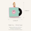 Retro vinyl record pendant charm in copper with light blue and pink enamel finish - Record Pendant