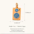 Handgefertigter Vintage-Musik-Lautsprecher Emaille-Anhänger in Orange und Blau Kupfer - Lautsprecherförmiger Anhänger (Nr. 13)