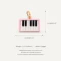 Musik-Klavier-Anhänger aus rosa Emaille und Kupfer für die DIY-Schmuckherstellung - Klavierförmiger Anhänger (Nr. 9)