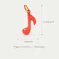 Musiknoten-Anhänger in Orange, emailliertes Kupfer mit Gold-Finish für DIY-Schmuck - Musiknotenförmiger Anhänger (Nr. 8)