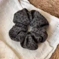 Premium leopard print scrunchie in dark brown flannel for elegant ponytail styling - Autumn Winter Thick Large Style (28519B) / Dark Brown Leopard
