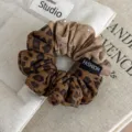 Leopard print and star accent fabric scrunchie hair tie accessory for high ponytail - Rivet Decoration Style (27920) / Leopard Color Blocking Star Style