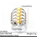 Anello aperto multifilo in acciaio inossidabile con cinque cuori dorati, oro 18K. - Stile bicolore multistrato con cinque cuori (JZ-YS919)