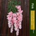 Pink artificial silk wisteria hanging flower vine for wedding decor, 96cm long - Three Branches Hanging Style (2-Piece Set) / Pink