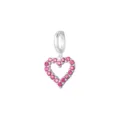 Herzanhänger aus 925er Sterlingsilber mit rosa Kristall - Magenta Herz Anhänger