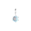 Eleganter Anhänger aus 925er Sterlingsilber mit rundem hellblauen Edelstein und Fassung - Blau Zirkonia Rund Anhänger