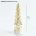 Champagne gold glass Christmas tree ornament for elegant tabletop holiday decor display - Style H Gold Rotating Christmas Tree 35cm (Requires 3 AA Batteries)