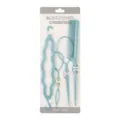 Professional blue plastic hair styling set with comb and braiding needles for bun making - Light Blue 4-Piece Hair Styling Set / Light Blue