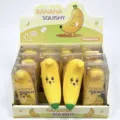 Süßes Bananen-Squishy-Set zum Stressabbau, präsentiert in einer dekorativen Verkaufsbox - Smiley-Gesicht Banane Baustein-Stil
