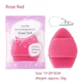 Soft rose red jumbo makeup sponge set for face cleansing and body bathing with clip - XXL AL Bag with Drying Clip / Rose Red