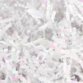 Premium iridescent white crinkle cut shredded paper filler for luxury gift box packaging - 100g Pack / DM03 Single-Sided Iridescent White
