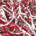 Vibrant red and white crinkled shredded paper filler for premium gift box packaging - 100g Pack / DM04 Single-Sided Red