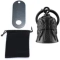 Vintage black guardian bell keychain with cross and wings pendant set - Wings Cross Style / Black Angel Cross + Key Ring + Gasket + Velvet Bag