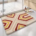 Modern geometric pattern bath mat with soft high-low pile for absorbent bathroom floor decor - 40*60cm / Lingwen Diecai