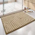 Minimalist geometric tufted bath mat in beige and khaki color options. - 40*60cm / Cengying Chongchong - Khaki
