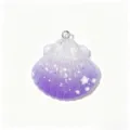 Close-up of a gradient purple resin seashell charm with glitters and pearl details, perfect DIY. - Purple