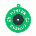 Green Fitness Barbell Plate Keychain Silicone Gym Bag Pendant Sports Pendant Charm - Green