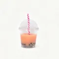 Ciondolo portachiavi in resina tazza bubble tea vista dettagliata, simpatico accessorio drink. - Arancione