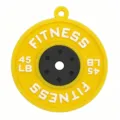Fitness barbell plate keychain pendant DIY sports bag charm fitness accessory yellow black - Yellow