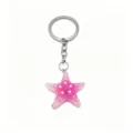Pink glitter starfish keychain, cute resin five-pointed star bag pendant gift accessory. - Rose Red