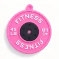 Pink barbell weight plate pendant gym backpack hanging ornament DIY fitness accessory - Pink