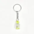 Glow in the dark drift bottle keychain miniature sea shell glass pendant keyring detail - Yellow