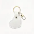 Heart leather keychain white metal ring bag charm DIY accessories stylish minimalist - White