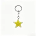 Shiny yellow starfish keychain resin bag charm cute glitter pentagram keyring accessory for women - Yellow