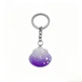 Purple gradient glitter shell keychain with pearl charm, cute ocean beach style bag pendant. - Purple