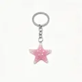 Pink glitter starfish keychain cute resin bag charm beach key ring pendant accessory - Pink