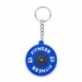 PVC barbell plate keychain, mini fitness weight plate pendant keyring for gym sports fans gifts. - Sapphire Blue