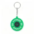 Mini PVC barbell weight plate keychain gym fitness souvenir gift pendant accessory. - Green