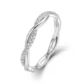 Bague twist en argent sterling 925 avec moissanite pour femme bijou élégant chic. - US8# / Bague moissanite en argent massif plaqué or blanc