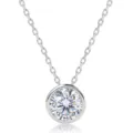1 Karat Moissanit Solitär Halskette 925 Sterling Silber Lünettenfassung Eleganter Schmuck - Rund Im Labor Gezüchteter Diamant Halskette / 1 ct / Silber