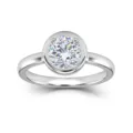 Bague minimaliste ronde en diamant de laboratoire en argent sterling, bijou élégant. - US6# / Diamant de Culture (1CT)