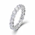 Precioso anillo eternity completo de plata de ley 925 con diamantes redondos brillantes mujer. - US6# / Anillo Eternidad Redondo Diamante Laboratorio (RG025945)