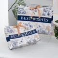 Thickened gift paper bags with floral print and ribbon, ideal for cosmetics and apparel packaging. - White Pattern; 36*12*25cm Height (Medium); White Cardboard