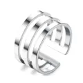 Minimalistischer mehrreihiger silberner offener Ring Detailansicht stilvoller Schmuck. - Offen Verstelbar / Mehrlagiges Modell (Silberschnitt verstellbar) / Stahl 1