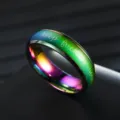 Regenbogen edelstahl inspirierender gravierter ring mode temperaturfarbwechsel schmuck - bunt