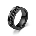 Anillo de cadena de runas vikingas de acero inoxidable, estilo nórdico negro vista detalle. - Talla US 5 / Negro
