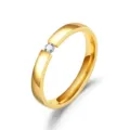 Eleganter minimalistischer Gold Ring aus Edelstahl mit einem strahlenden Zirkonia Stein. - Größe 5 / 18K-Gold