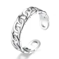 Silver chain link open ring detail shot, retro punk style metal finger jewelry closeup view. - Steel Color 7