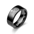 Schwarzer Titanstahl Paaring mit graviertem Design und Her Forever Inneninschrift Stil. - Größe 6 / Schwarz Her Forever